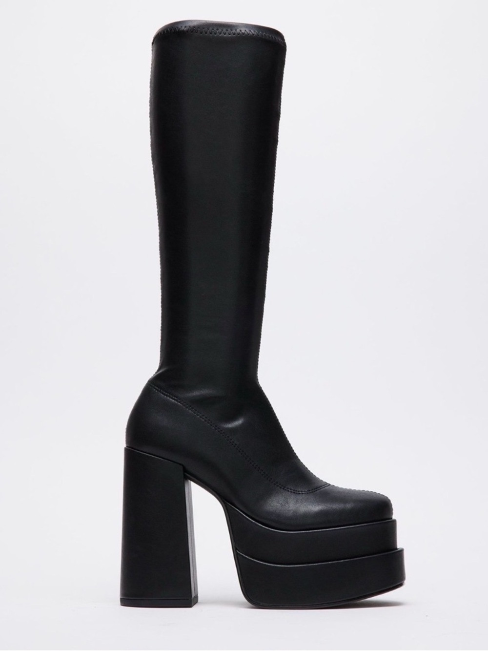 Steve Madden Black Satin Cypress Platform Boots - Picture 2 of 5